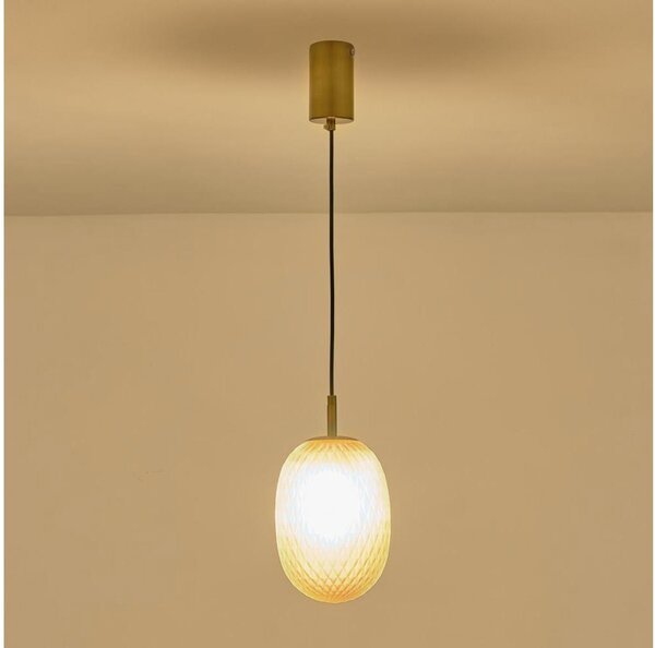 Lustr na lanku CANDY 1xE14/25W/230V hnědá pr. 15 cm