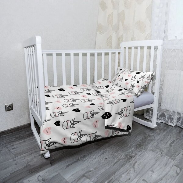 Sablio Mikroplyšové dětské povlečení do postýlky Hlava jednorožce - 120x90 / 40x60