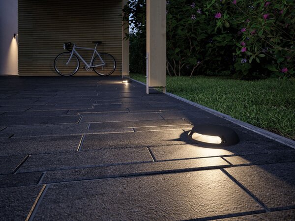 Paulmann 93920 Plug&Shine Shine, pojezdové svítidlo na podlahu, 2x3W LED 3000K, antracit, prům. 16cm, IP67