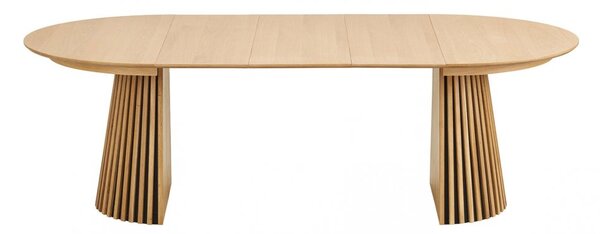 Jídelní rozkládací stůl Osaka natural, kulatý, dubová dýha, Ø120–240×75 cm – House Nordic