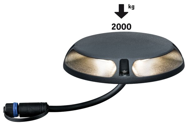 Paulmann 93920 Plug&Shine Shine, pojezdové svítidlo na podlahu, 2x3W LED 3000K, antracit, prům. 16cm, IP67