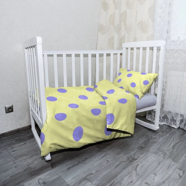 Sablio Mikroplyšové dětské povlečení do postýlky Fialové tečky - 120x90 / 40x60