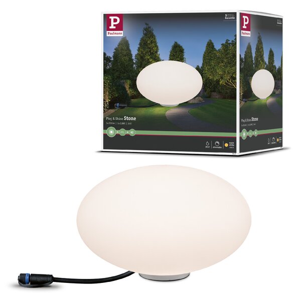 Paulmann 94175 Plug&Shine Stone, venkovní světelný objekt 2,8W LED 3000K, prům.28cm, IP67