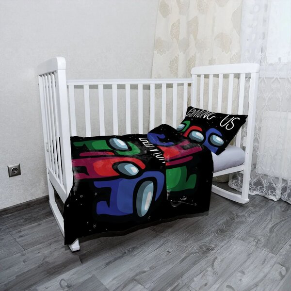 Sablio Mikroplyšové dětské povlečení do postýlky AMONG US Černý vesmír - 120x90 / 40x60