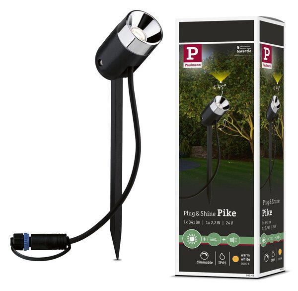 Paulmann 94241 Plug&Shine Pike, zahradní reflektor s trnem 3,5W LED 3000K, antracit, IP65