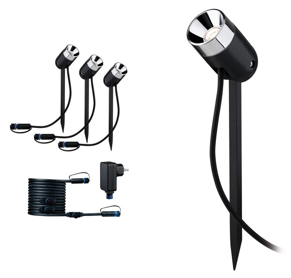 Paulmann 94242 Plug&Shine Pike, sada venkovního osvětlení s trny 3x3,5W LED 3000K, antracit, IP65