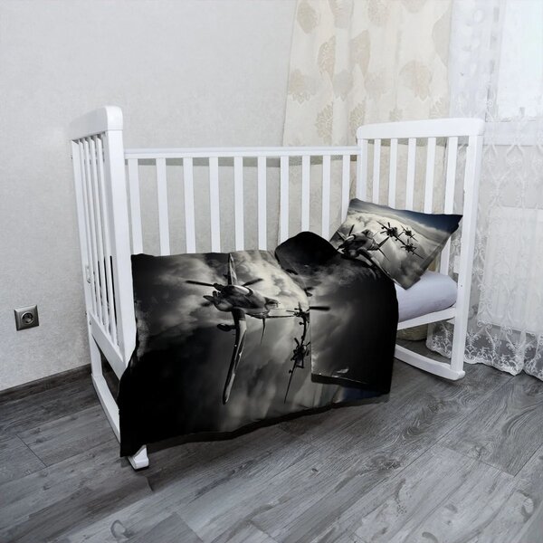 Sablio Mikroplyšové dětské povlečení do postýlky Stíhací letadla - 120x90 / 40x60
