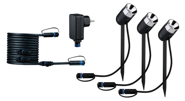 Paulmann 94242 Plug&Shine Pike, sada venkovního osvětlení s trny 3x3,5W LED 3000K, antracit, IP65