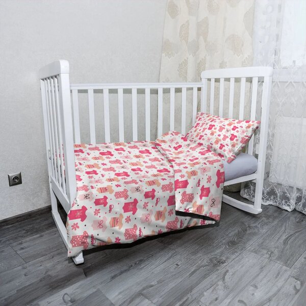 Sablio Mikroplyšové dětské povlečení do postýlky Růžové oblečky - 120x90 / 40x60