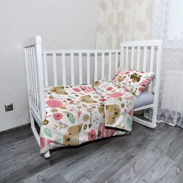 Sablio Mikroplyšové dětské povlečení do postýlky Lesní zvířátka - 120x90 / 40x60