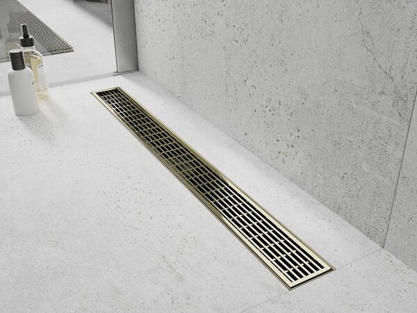 Mexen Flat 360°, nerezový sprchový žlab vzor M33 50 cm, zlatá lesklá, 1533050-40