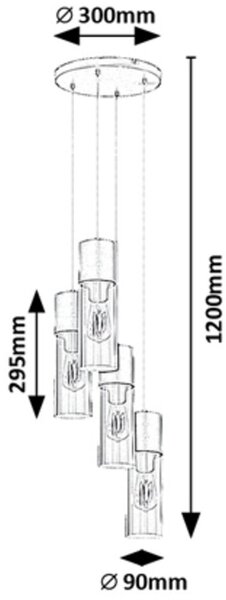 Rabalux Ronno závěsné svítidlo 4x25 W černá-kouřová 72054