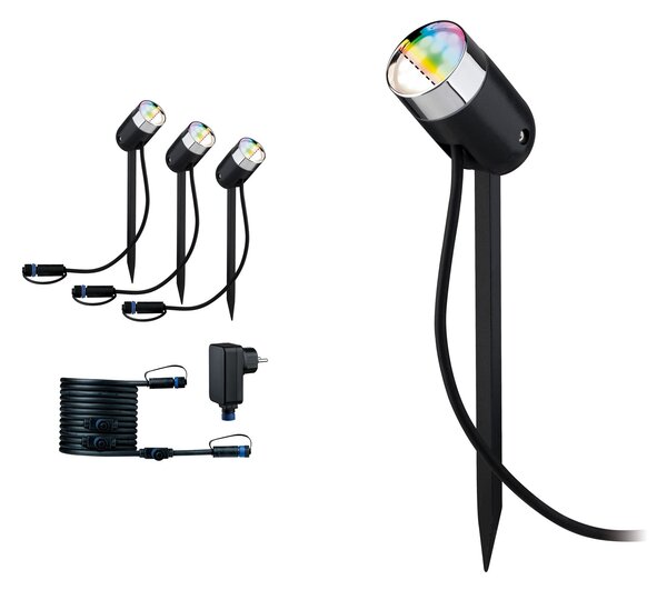 Paulmann 94284 Plug&Shine Pike set zahradních reflektorů LED 3x4W RGBW, ZigBee