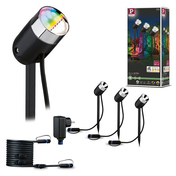 Paulmann 94284 Plug&Shine Pike set zahradních reflektorů LED 3x4W RGBW, ZigBee
