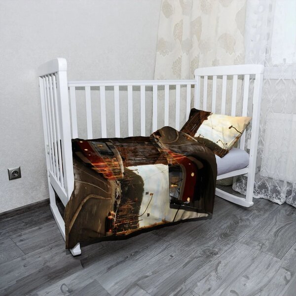 Sablio Mikroplyšové dětské povlečení do postýlky Tramvaj v historickém městě - 120x90 / 40x60