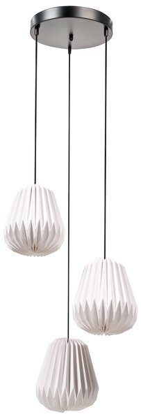 Závěsná lampa se 3 světly HONDE Papír Bílá