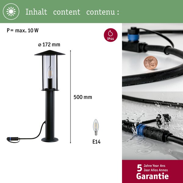 Paulmann 94322 Plug&Shine, venkovní sloupkové svítidlo 2W LED, antracit, výška 50cm, IP44