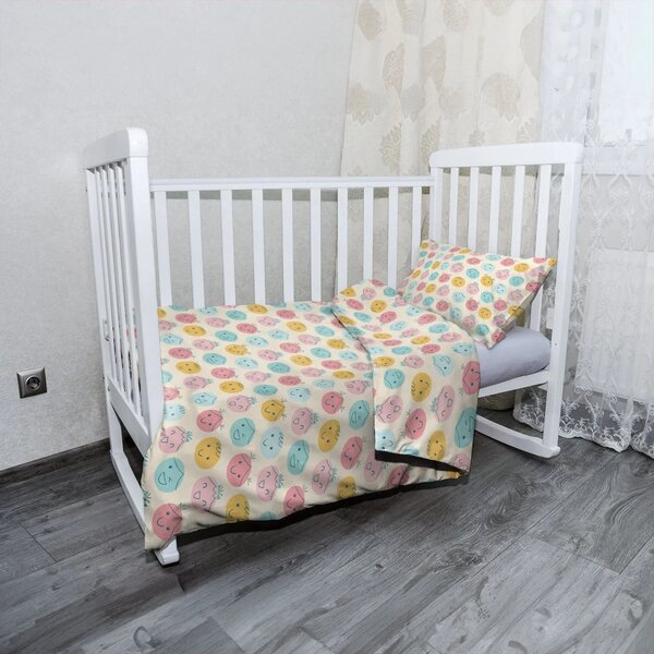 Sablio Mikroplyšové dětské povlečení do postýlky Smajlíci - 130x90 / 40x60