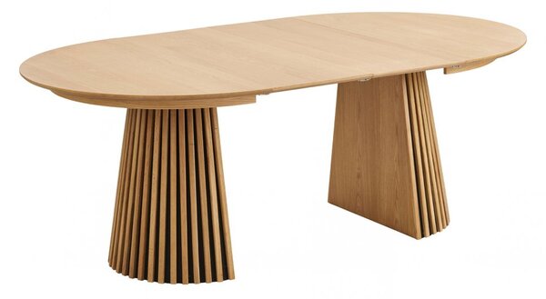 Jídelní rozkládací stůl Osaka natural, kulatý, dubová dýha, Ø120–200×75 cm – House Nordic