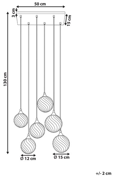 Závěsná lampa s 6 světly TUDDI Sklo Vícebarevná