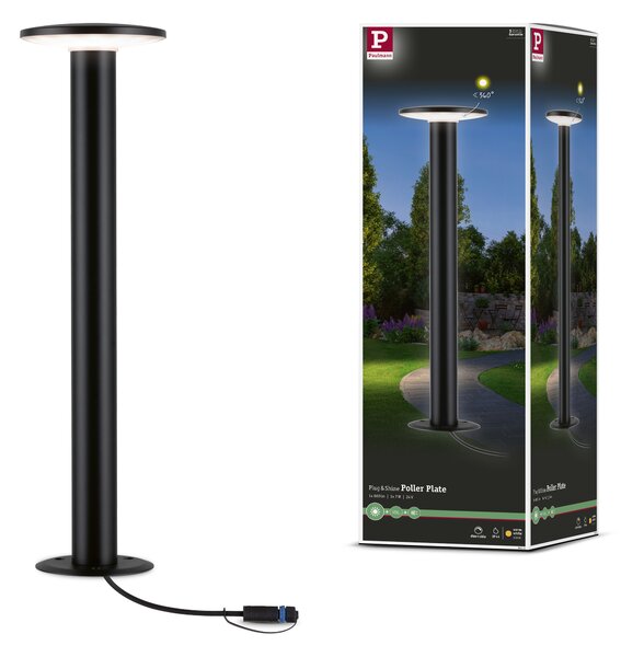 Paulmann 94312 Plug&Shine Plate, venkovní sloupkové svítidlo 6,1W LED 3000K, antracit, výška 60cm, IP44