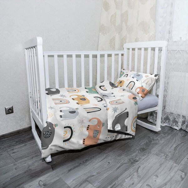 Sablio Mikroplyšové dětské povlečení do postýlky Animovaní sloni - 120x90 / 40x60