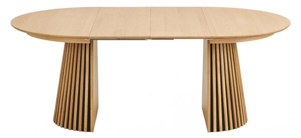 Jídelní rozkládací stůl Osaka natural, kulatý, dubová dýha, Ø120–200×75 cm – House Nordic