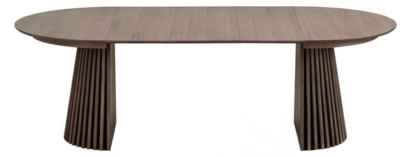 Jídelní rozkládací stůl Osaka smoked, kulatý, dubová dýha, Ø120–240×75 cm – House Nordic
