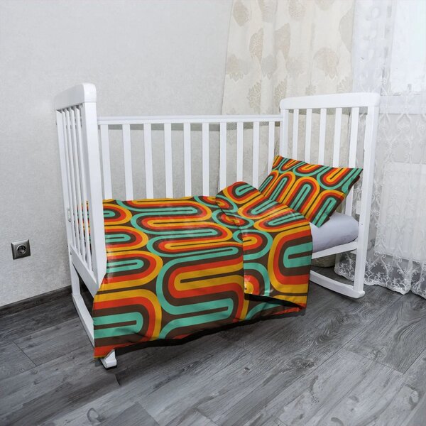Sablio Dětské povlečení do postýlky Retro vlny - 120x90 / 40x60