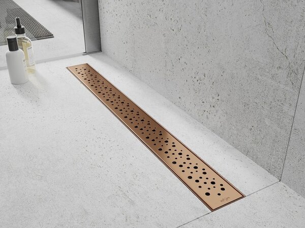 Mexen Flat, lineární podlahový žlab 70 cm, měděná matná, 1C21070