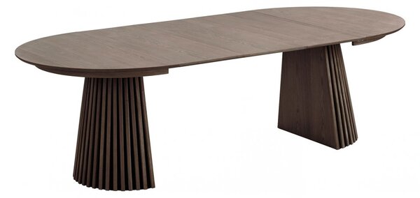 Jídelní rozkládací stůl Osaka smoked, kulatý, dubová dýha, Ø120–240×75 cm – House Nordic