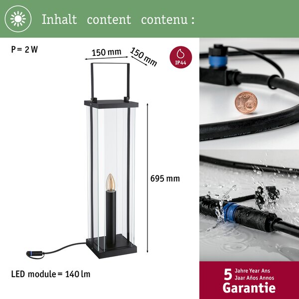 Paulmann 94317 Plug&Shine lucerna 1xE14 1900K antracit, výška 56cm