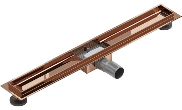 Mexen Flat, lineární podlahový žlab 70 cm, růžové zlato, 1615070