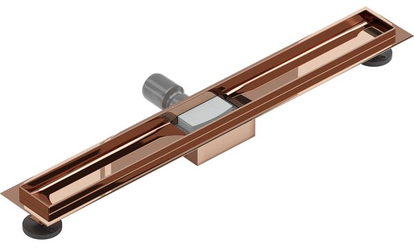 Mexen Flat, lineární podlahový žlab 70 cm, růžové zlato, 1615070