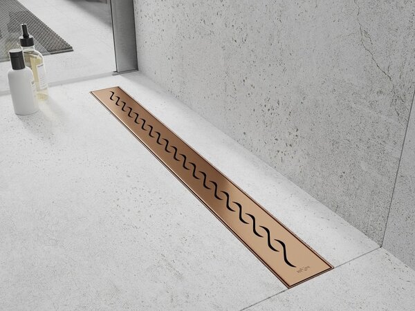 Mexen Flat, lineární podlahový žlab 70 cm, měděná matná, 1C23070
