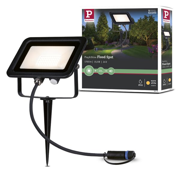 Paulmann 94575 Plug&Shine Ground Spike, zahradní reflektor LED 15,5W 3000K, černá, IP65