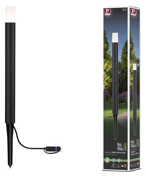Paulmann 94537 Plug&Shine Flarea, vekovní černé sloupkové svítidlo LED 3,6W 3000K, výška 60cm , IP65