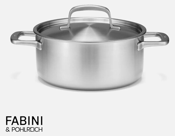 Fabini Nízký kastrol FABINI & Pohlreich, ø 24 cm (4 l) - Nerezový beznýtový kastrol z pětivrstvé nerezové oceli s poklicí