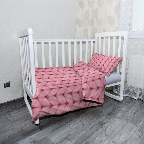 Sablio Mikroplyšové dětské povlečení do postýlky Růžové pletení z vlny - 130x90 / 40x60