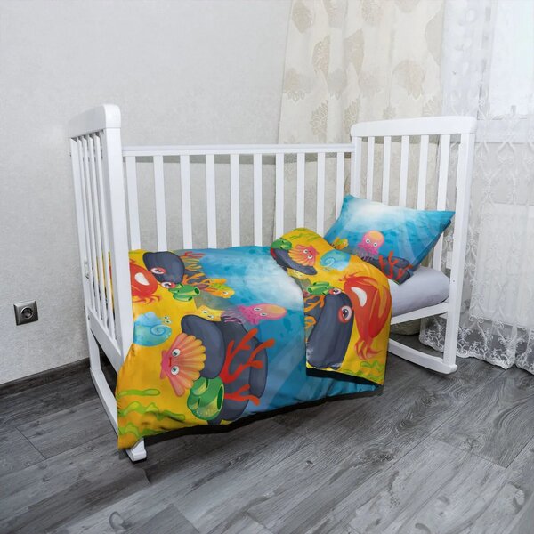 Sablio Mikroplyšové dětské povlečení do postýlky Podmořský svět - 120x90 / 40x60