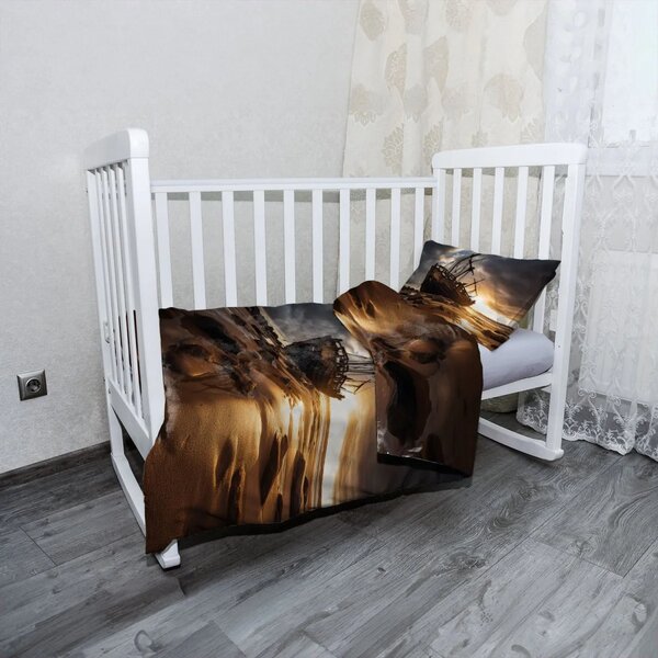 Sablio Mikroplyšové dětské povlečení do postýlky Vrak lodi při západu slunce - 120x90 / 40x60