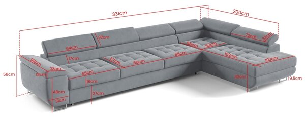 Rozkládací sedací souprava do L Taylor XL - Kronos 19 Varianta: Levá