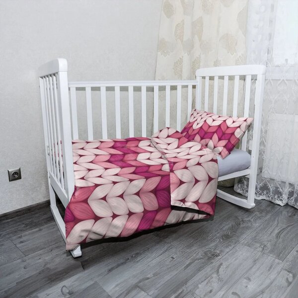 Sablio Mikroplyšové dětské povlečení do postýlky Tříbarevné růžové pletení - 120x90 / 40x60