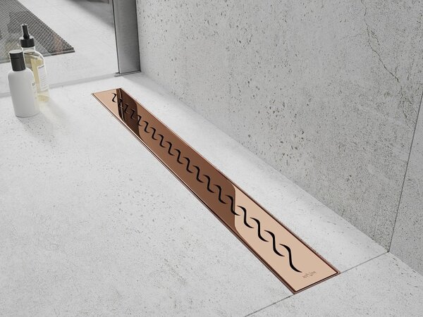 Mexen Flat, lineární podlahový žlab 70 cm, růžové zlato, 1623070
