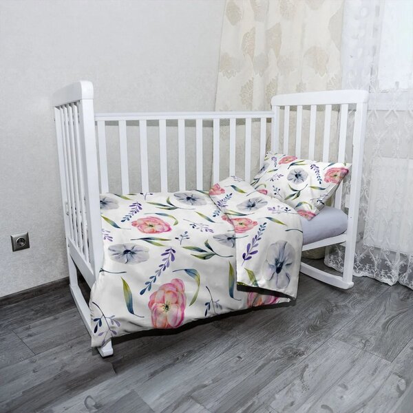 Sablio Dětské povlečení do postýlky Letní květy - 120x90 / 40x60