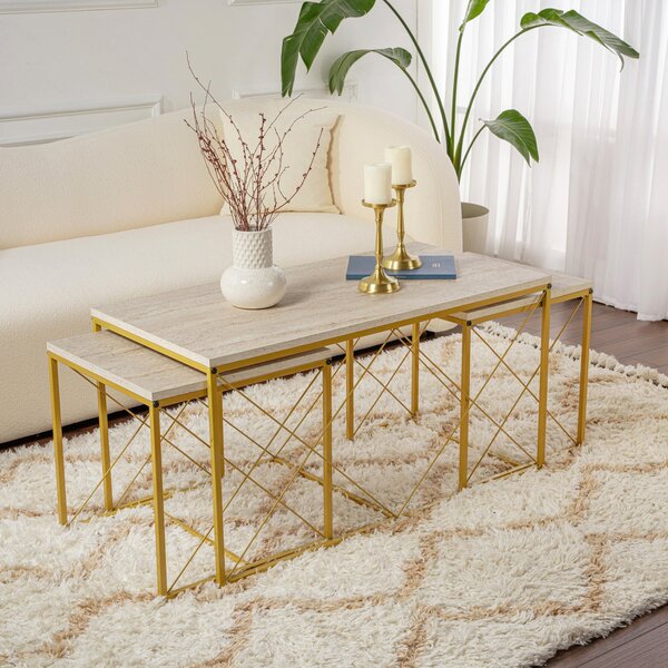 Konferenční stolek Defne Gold Travertine