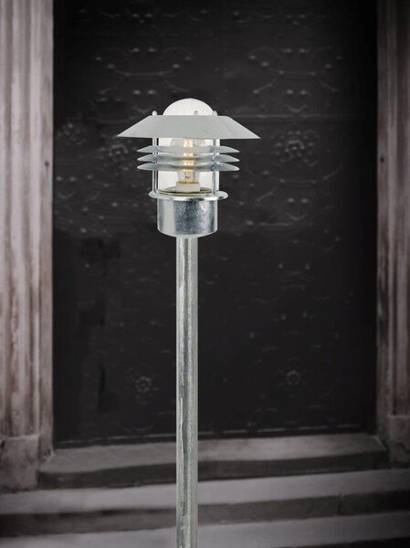 Nordlux 25118031 Vejers, venkovní sloupková lampa, 1xE27 max 60W, kov, pokovená, IP54, výška 92cm