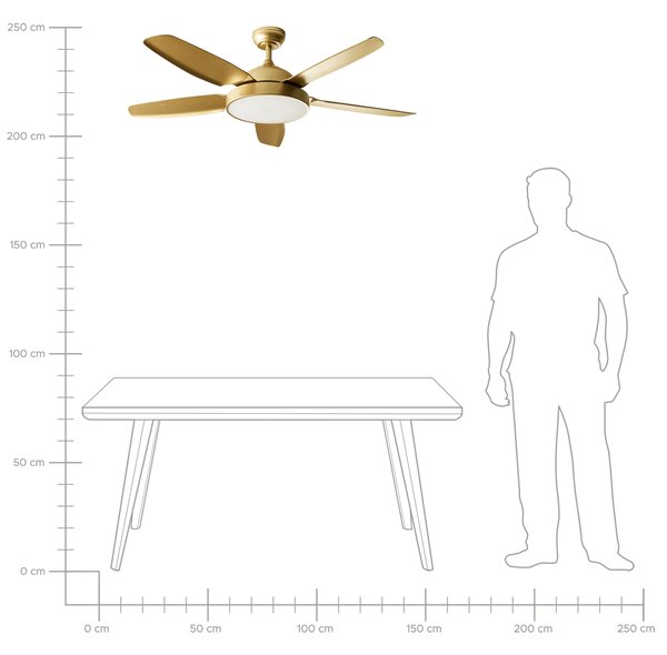 Stropní ventilátor se světlem GOSHAABA s dálkovým ovládáním LED Mosazná