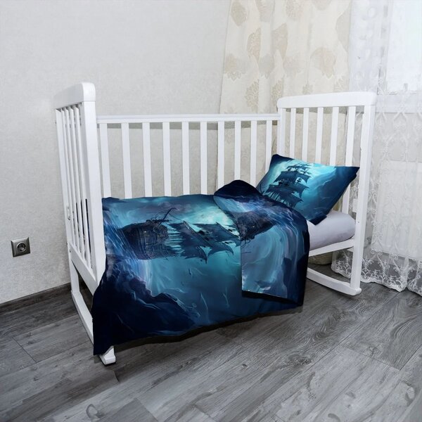 Sablio Mikroplyšové dětské povlečení do postýlky Plachetnice v průrvě - 120x90 / 40x60