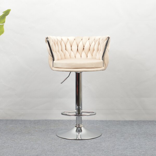 KONDELA Designová barová židle, béžová Velvet látka/chrom, BRIN